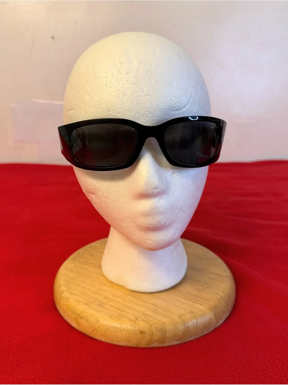 PRADA SPR A14 60-18 1AB-5S0 Wrap Black Dark Blue Lens Sunglasses Italy Made EUC